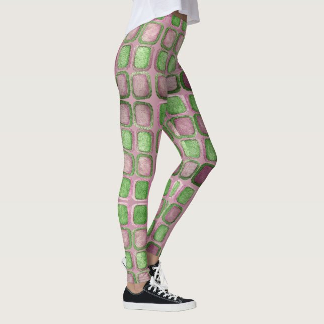 Legging Quadrados de Lavanda e cinza verde (Direita)