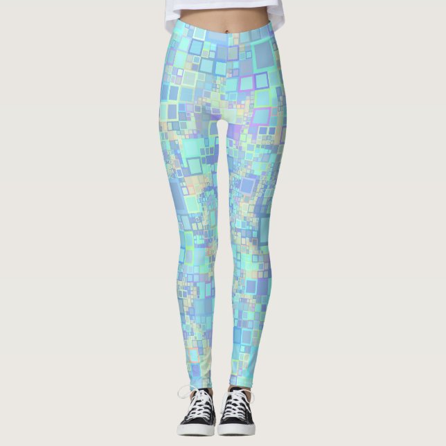 Legging Quadrados Divertidos Coloridos e Funky (Frente)
