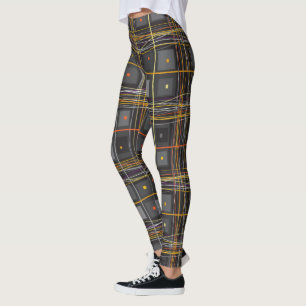 Legging Quadrados e linha geométricos abstratos do teste