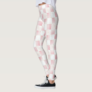 Legging Quadrados Quadrados Brancos Girassosos