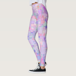 Legging Quadrados rosa e roxo