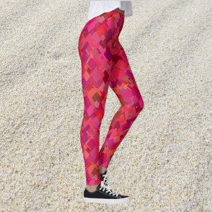 Legging Quadrados Rosa Quentes