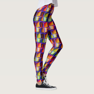 Legging Quadrados tortos amarelos, ensolarados, vermelhos,