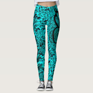 Legging Quadrados tortos espelhados na imagem ciana