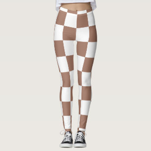 Legging Quadrados xadrez marrom mocha branco geométrico re