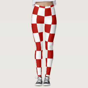 Legging Quadrados xadrez vermelhos e brancos geométrico re