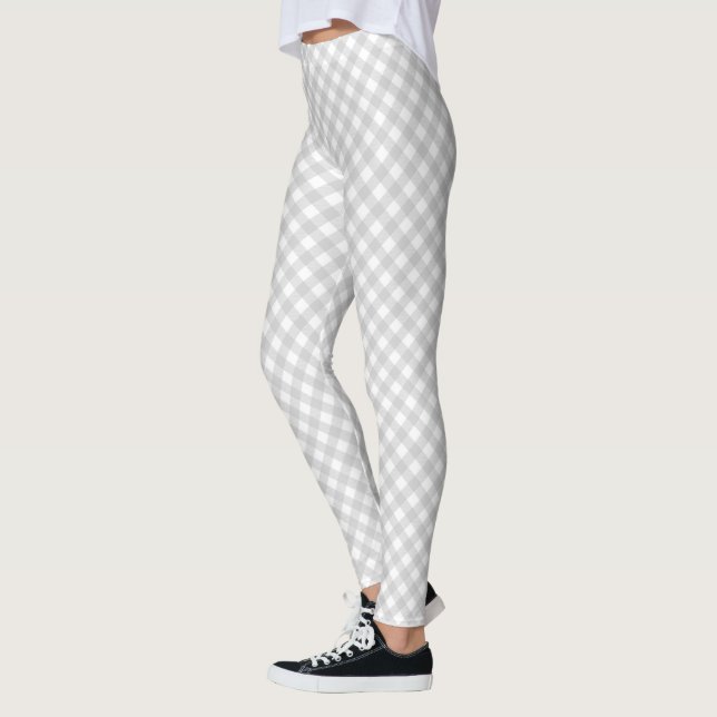 Legging Quadro de verificação branco e prata (Esquerda)