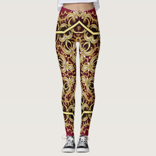 Legging Quadro elegante: pérola e ouro.