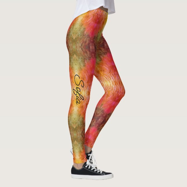 Legging Qualidade de Personalização Verde de Laranja e Flo (Direita)
