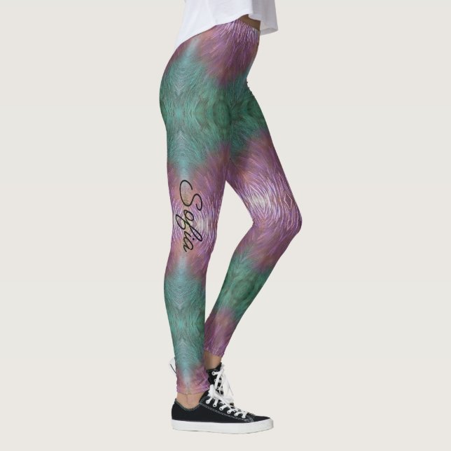 Legging Qualidade de Personalização Verde de lavanda e Tet (Direita)