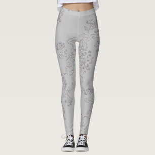 Legging Qualquer cor com crisântemo iridescente