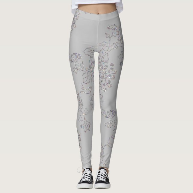 Legging Qualquer cor com crisântemo iridescente (Frente)