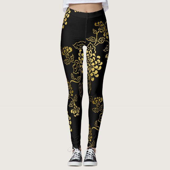 Legging Qualquer cor com Dourado crisântemo (Frente)