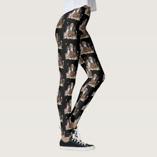 Legging Quatro Cavaleiros Rei Charles Spaniels em Flores