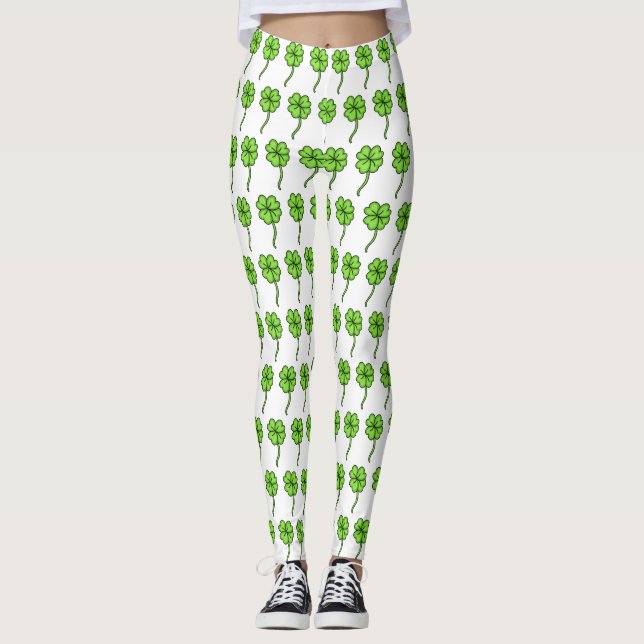 Legging Quatro Dia de São Patrício de Shamrock Folheto Fol (Frente)