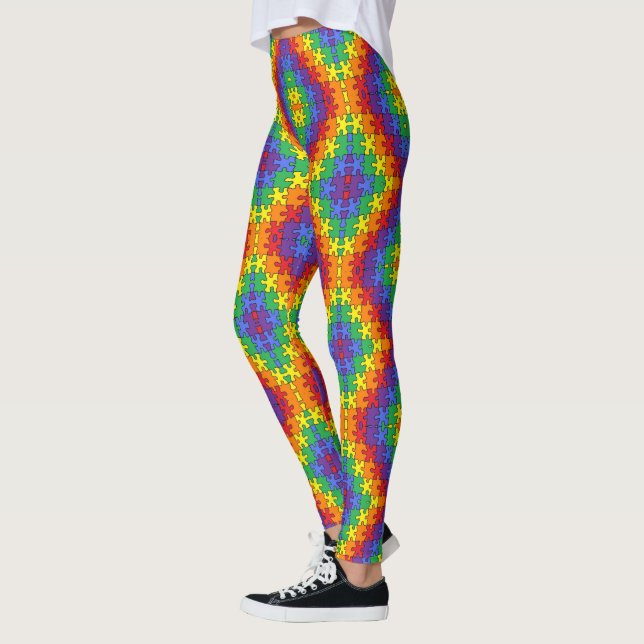 Legging Quebra-cabeça de Conscientização do Autismo por Ee (Esquerda)