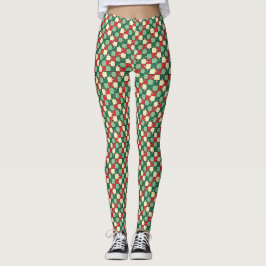Legging Quebra-cabeça Vermelho Verde de Natal Piece Monogr