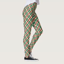 Legging Quebra-cabeça Vermelho Verde de Natal Piece Monogr