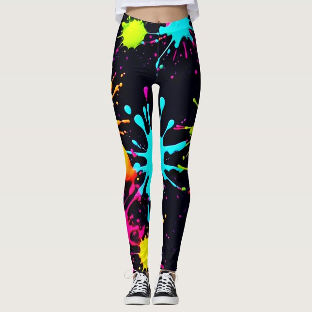 Legging Quebra de cor artística com pintura gota (Frente)