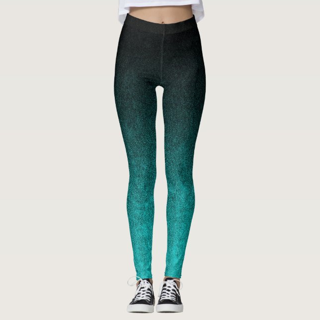 Legging Queda do Aqua e do Gradiente da Brilhante Preta (Frente)