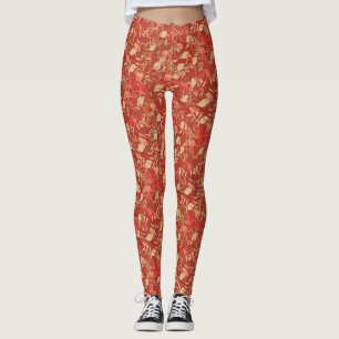 Legging Queda Folha de ferrugem Cor de laranja Vermelha Be