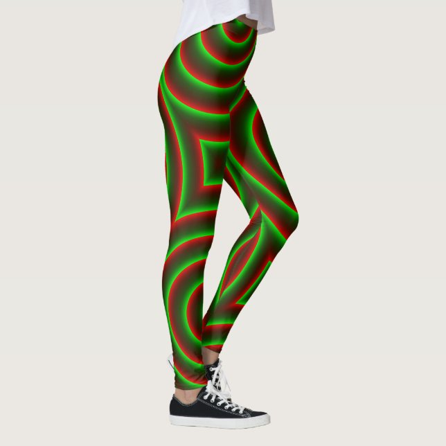 Legging Quer mudar o vermelho? Espiral verde chamativo. (Direita)