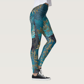 Legging Quimono de seda azul japonês