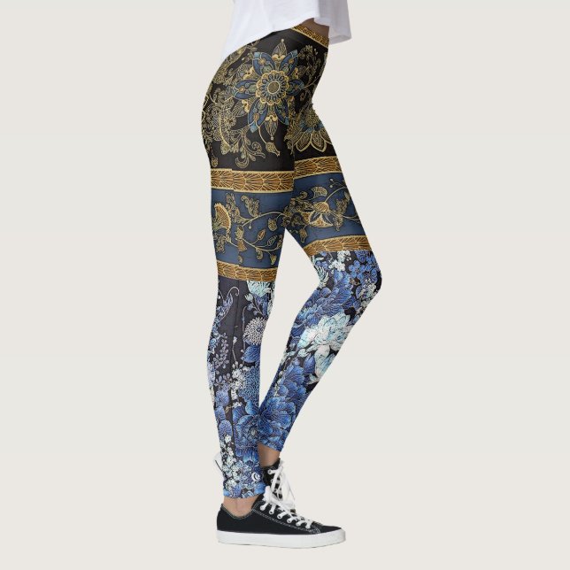 Legging Quimono floral azul imperial (Direita)