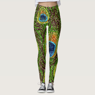 Legging RAB Rockabilly Colorido Estampa de Penas de Pavão