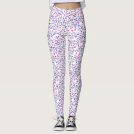 Legging Rabiscos flóricos cor-de-rosa e violeta