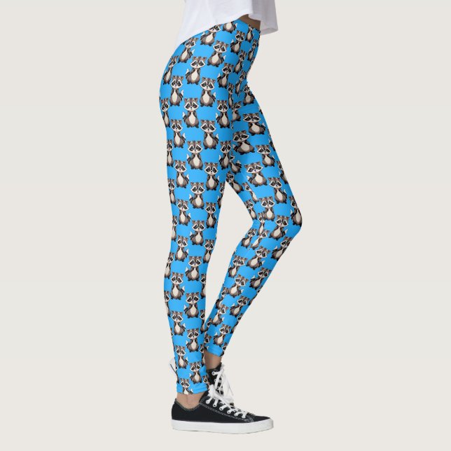 Legging Raccoon Pattern Design Blue  (Direita)