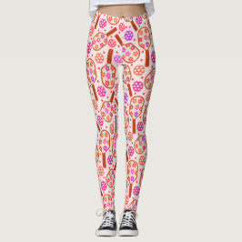 Legging Rackets de Pickleball com Padrão de Flores Retrô