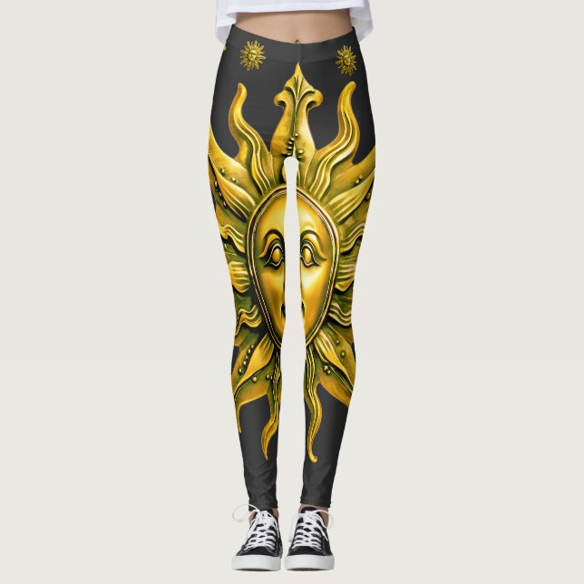 Legging "Radiação Dourada Celestial" O Sol (Frente)