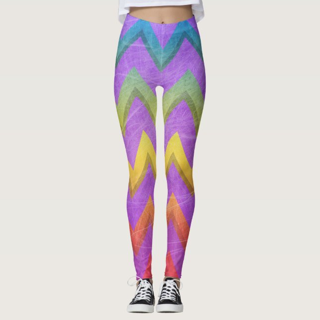 Legging Rainbow Chevron por Shirley Taylor (Frente)
