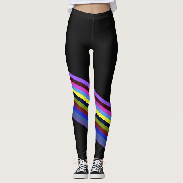 Legging Rainbow Color Stripes Regenbogen Regenbogenfarben (Frente)