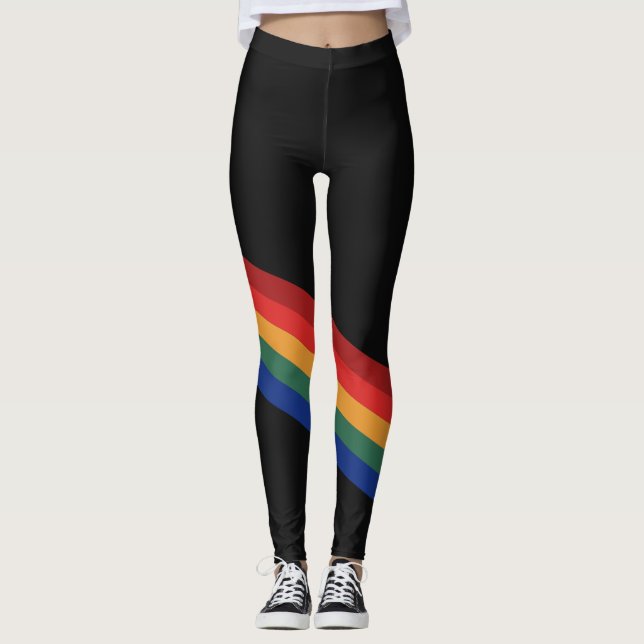 Legging Rainbow Color Stripes Regenbogen Regenbogenfarben (Frente)