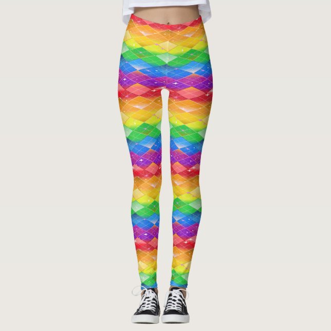 Legging Rainbow Diamond Pride Argyle Sparkle Scale (Frente)