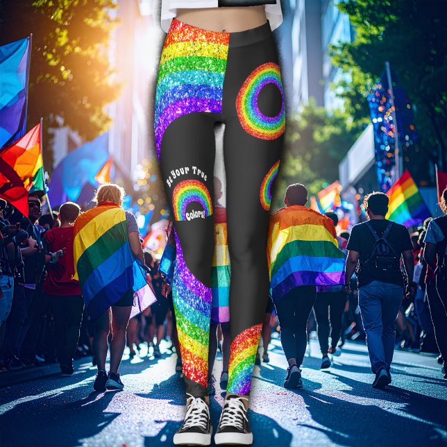 Legging Rainbow Glitter Pride LGBT seja sua verdadeira cor (In situ ( AI generated background))