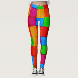 Legging Rainbow Patchwork Quilt moderna art abstrato