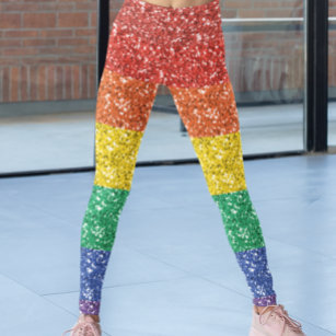 Legging Rainbow Sequin Glitter Look Stripes Pride