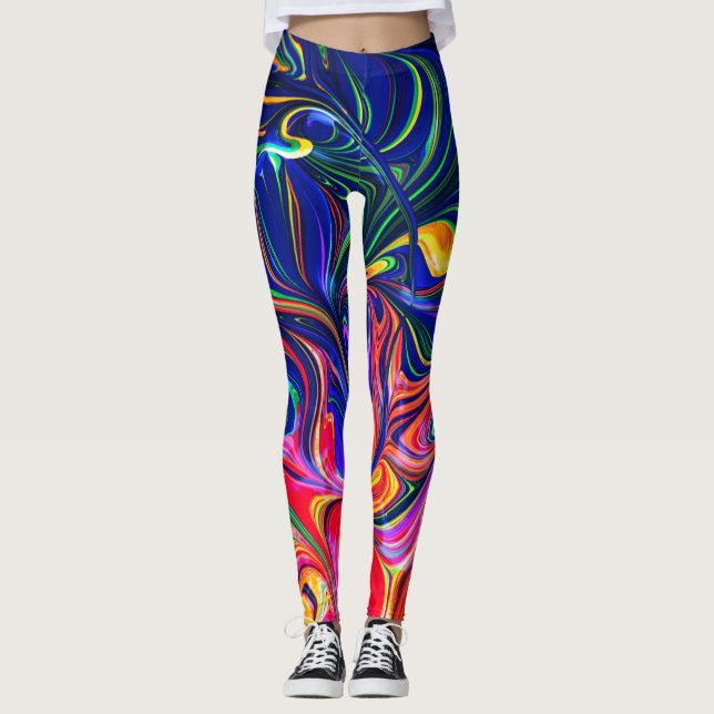 Legging Rainbow Swirl Trippy Glow Stick (Frente)