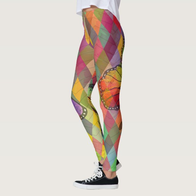 Legging Rainbow Tie Dye Harlequin Herringbone & Butterfly (Esquerda)