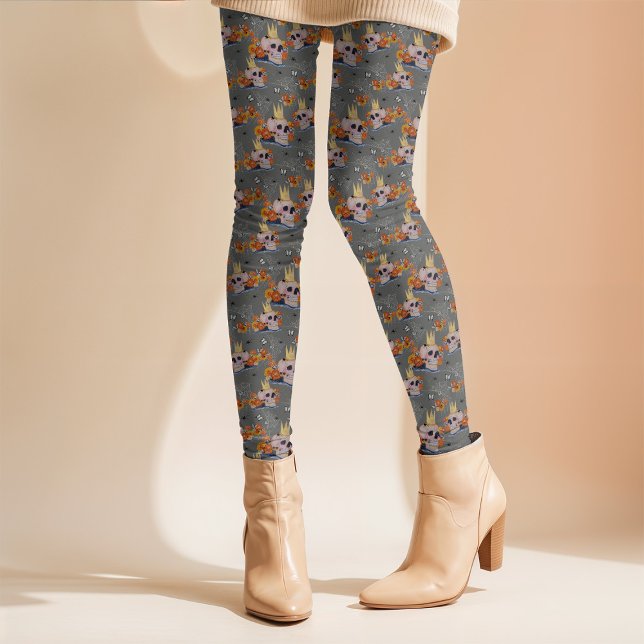 Legging Rainha das Halloween Flores de Caivota Feriado Lou (Criador carregado)