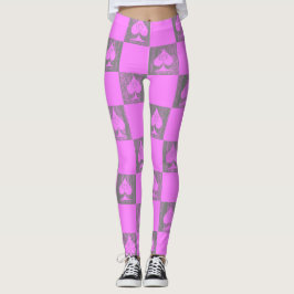 Legging Rainha das Pernas de Espadas Checkers Fade Rosa Qo