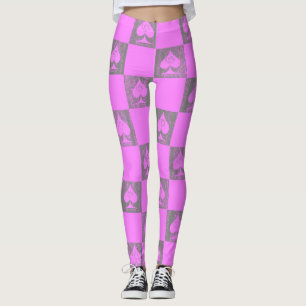 Legging Rainha das Pernas de Espadas Checkers Fade Rosa Qo