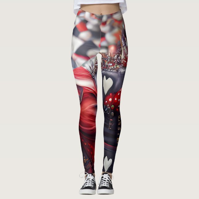 Legging Rainha de Copas Preta e Vermelha Moda Única (Frente)