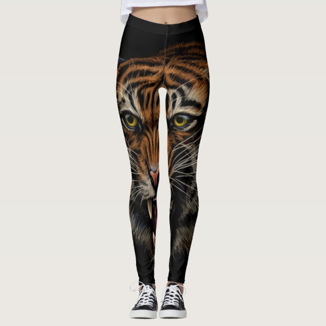 Legging Raio de Tiger: Retrato Vivido da Selva (Frente)
