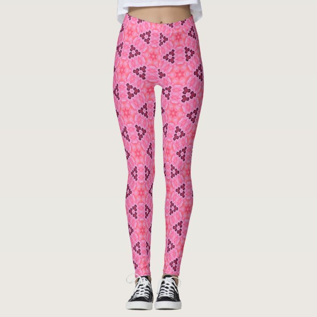 Legging Raio Rosy Radiance Floral Padrão Geométrico Sem Ol (Frente)