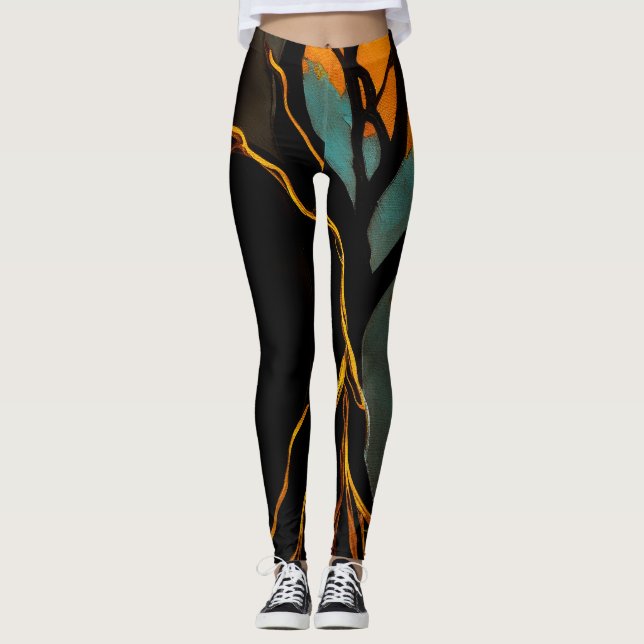 Legging Raízes Douradas e Árvore do Crepúsculo (Frente)