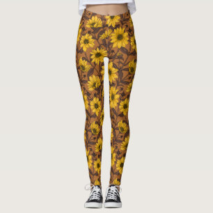 Legging Raízes solares, girassol selvagem, amarelo e casta